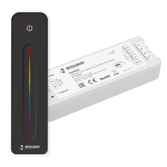 INTELLIGENT ARLIGHT Диммер SMART-SET-PWM-104-52-RGB-SUF White (12-24V, 3x4A, ПДУ LINE, 2.4G) (IARL, Контроллер), артикул 036189