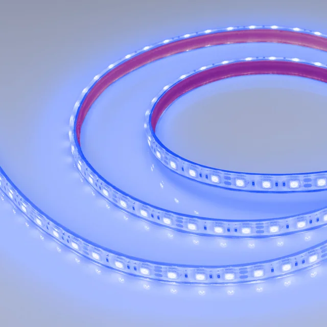 Лента герметичная RTW-PFS-B60-13mm 12V Blue (14.4 W/m, IP68, 5060, 5m) (Arlight, 14.4 Вт/м, IP68), артикул 036280