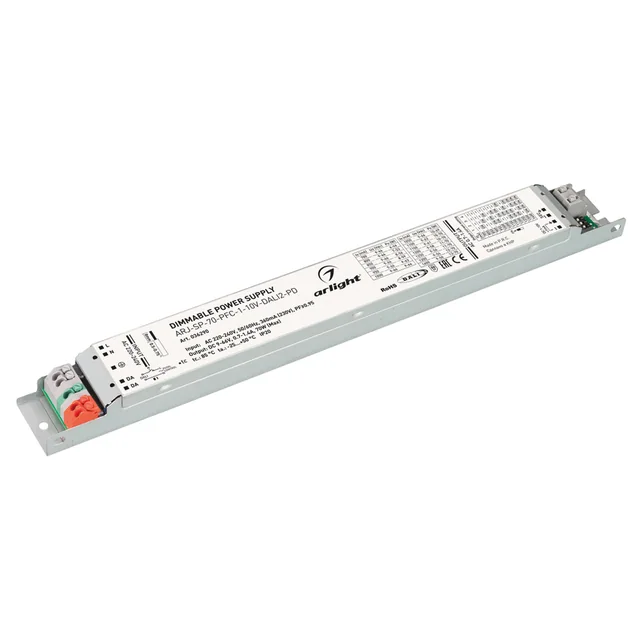Блок питания ARJ-SP-70-PFC-1-10V-DALI2-PD (70W, 9-66V, 0.7-1.4A) (Arlight, IP20 Металл, 5 лет), артикул 036290