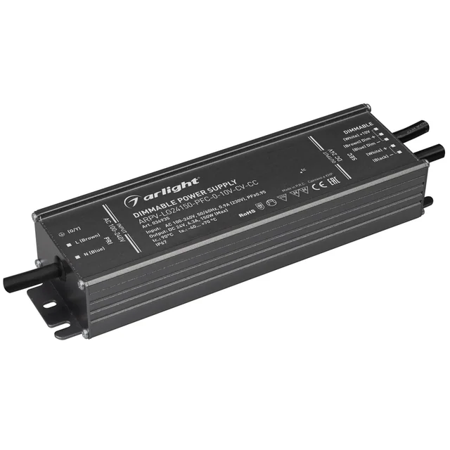 Блок питания ARPV-LG24150-PFC-0-10V-CV-CC (24V, 6.3A, 150W) (Arlight, IP67 Металл, 5 лет), артикул 036935