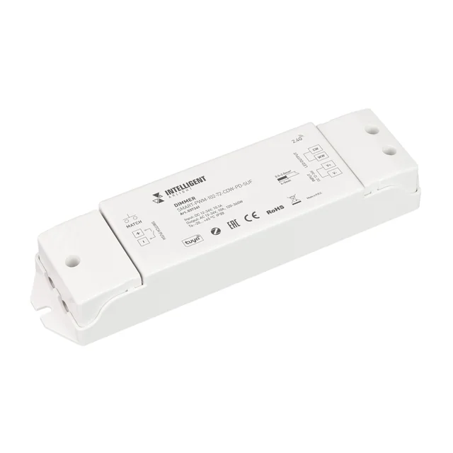 INTELLIGENT ARLIGHT Диммер SMART-PWM-102-72-CDW-PD-SUF (12-36V, 2x5A, ZB, 2.4G) (IARL, Контроллер), артикул 037341