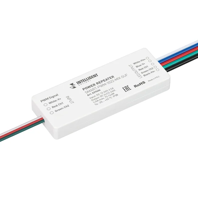 INTELLIGENT ARLIGHT Усилитель SMART-PWM-1022-MIX-SUF (12-24V, 2x3A) (IARL, IP20 Пластик, 5 лет), артикул 037406