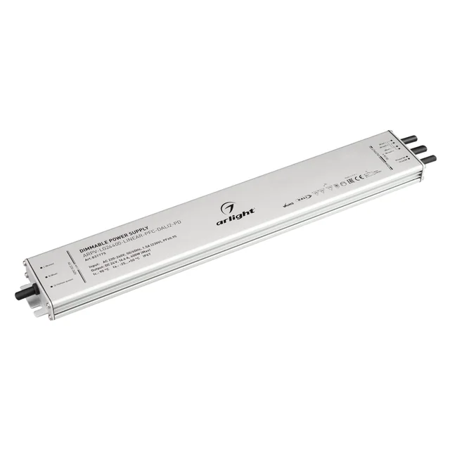 Блок питания ARPV-LG24400-LINEAR-PFC-DALI2-PD (24V, 16.7A, 400W) (Arlight, IP67 Металл, 5 лет), артикул 037775