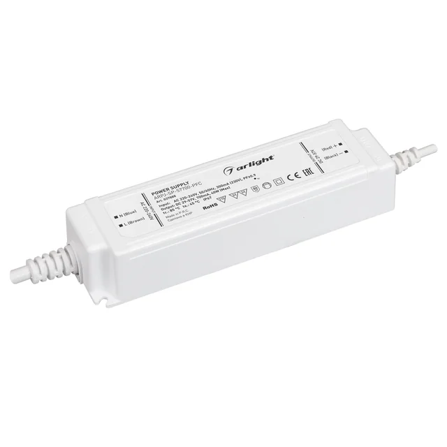 Блок питания ARPJ-SP-57700-PFC (40W, 29-57V, 0.7A) (Arlight, IP67 Пластик, 5 лет), артикул 037888