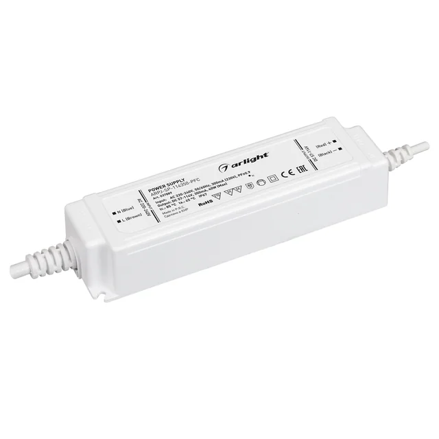 Блок питания ARPJ-SP-114350-PFC (40W, 57-114V, 0.35A) (Arlight, IP67 Пластик, 5 лет), артикул 037889