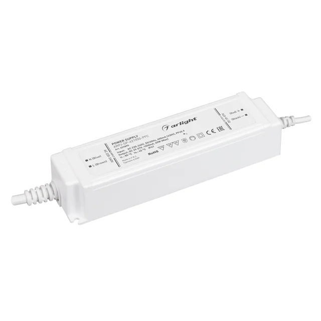 Блок питания ARPJ-SP-421050-PFC (60W, 29-57V, 1.05A) (Arlight, IP67 Пластик, 5 лет), артикул 037890