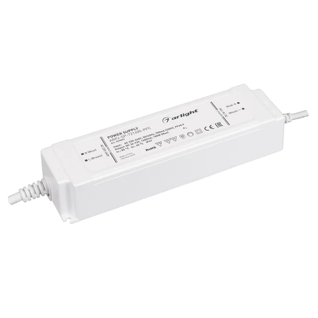 Блок питания ARPJ-SP-721400-PFC (100W, 36-72V, 1.4A) (Arlight, IP67 Пластик, 5 лет), артикул 037893
