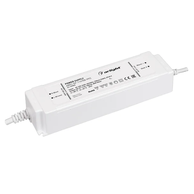 Блок питания ARPJ-SP-114700-PFC (80W, 57-114V, 0.7A) (Arlight, IP67 Пластик, 5 лет), артикул 037896