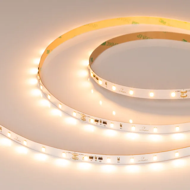 Лента IC-A60-8mm 24V Warm2400 (4.8 W/m, IP20, 2835, 10m) (Arlight, стабилизированная), артикул 037959