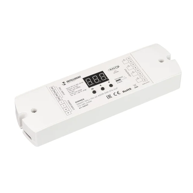 INTELLIGENT ARLIGHT Диммер SMART-DALI-104-62-ADDR-DIM-DT6-SUF (12-48V, 4x5A) (IARL, IP20 Пластик, 5 лет), артикул 038157