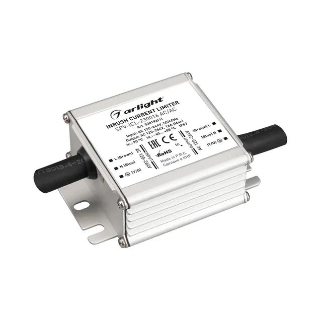 Ограничитель пускового тока SPV-ICL-230016 AC/AC (120-264V, 16A) (Arlight, IP67 Металл, 5 лет), артикул 038196(1)
