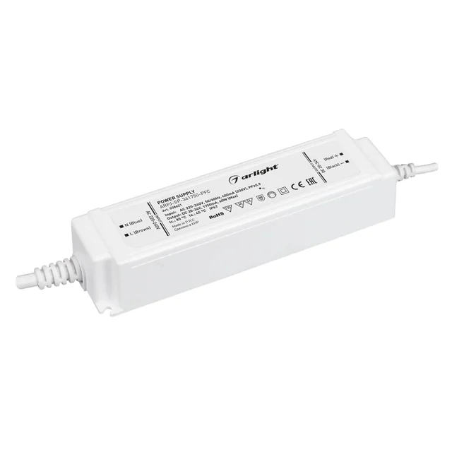 Блок питания ARPJ-SP-341750-PFC (60W, 20-34V, 1.75A) (Arlight, IP67 Пластик, 5 лет), артикул 038621