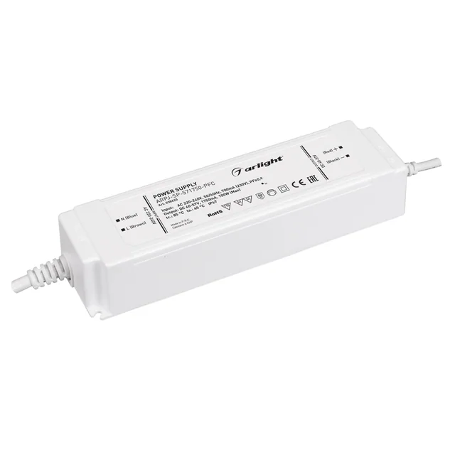 Блок питания ARPJ-SP-571750-PFC (100W, 40-57V, 1.75A) (Arlight, IP67 Пластик, 5 лет), артикул 038623