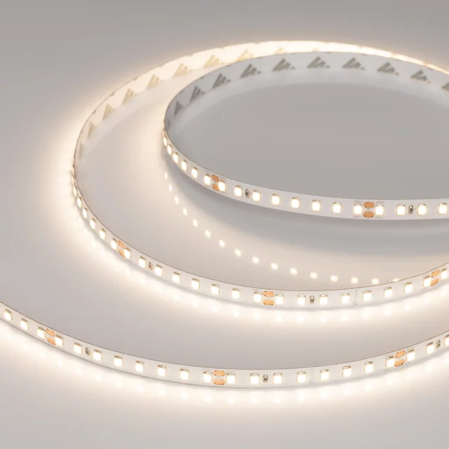 Лента RT-A128-8mm 24V Warm3500 (9.6 W/m, IP20, 2835, 5m) (Arlight, высок.эфф.150 лм/Вт), артикул 038757