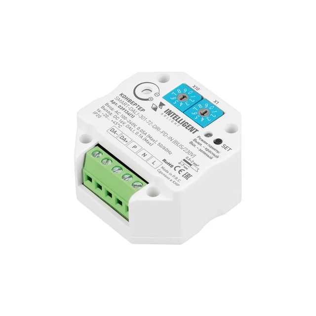 INTELLIGENT ARLIGHT Конвертер SMART-DALI-301-72-DRI-PD-IN (BUS/230V) (IARL, IP20 Пластик, 5 лет), артикул 039134(1)