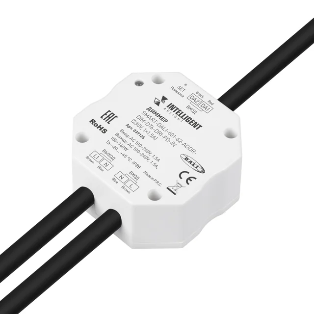 INTELLIGENT ARLIGHT Диммер SMART-DALI-601-62-ADDR-DIM-DT6-DRI-PD-IN (230V, 1x1.5A) (IARL, IP20 Пластик, 5 лет), артикул 039135