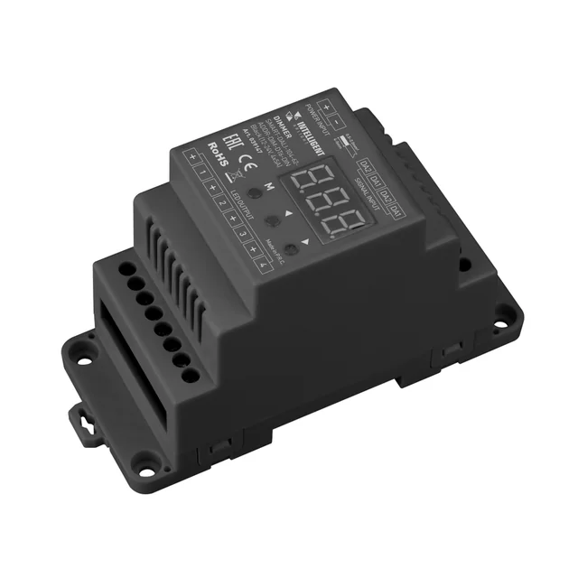 INTELLIGENT ARLIGHT Диммер SMART-DALI-104-62-ADDR-DIM-DT6-DIN Black (12-24V, 4x5A) (IARL, IP20 Пластик, 5 лет), артикул 039147