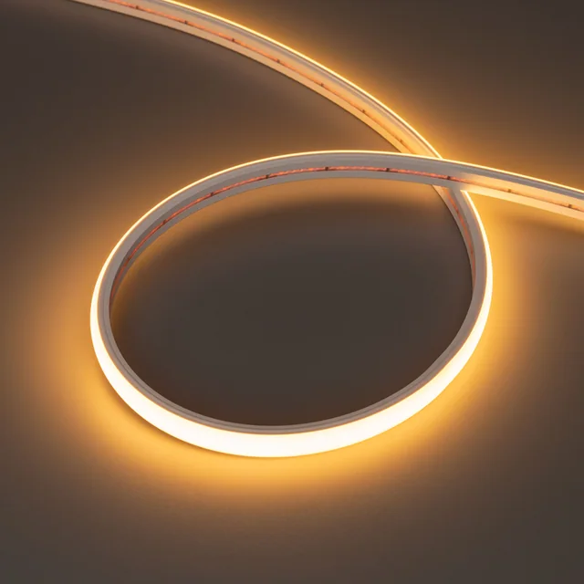 Лента герметичная MOONLIGHT-TOP-X320-11x7mm 24V Warm2300 (10 W/m, IP65, CSP, 5m, wire x2) (Arlight, Силикон), артикул 039446