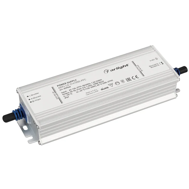 Блок питания ARPJ-LG-2141050-PFC (150W, 95-214V, 0.5-1.05A) (Arlight, IP67 Металл, 5 лет), артикул 039540
