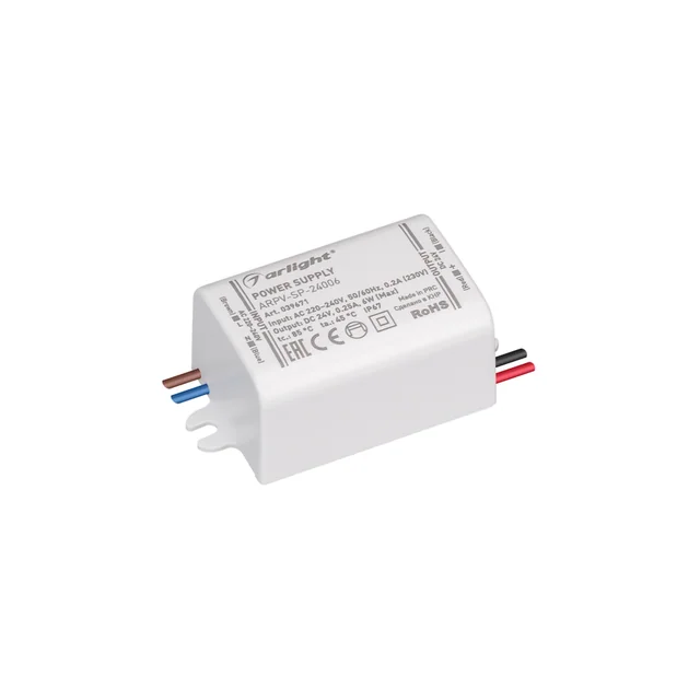 Блок питания ARPV-SP-24006 (24V, 0.25A, 6W) (Arlight, IP67 Пластик, 5 лет), артикул 039671