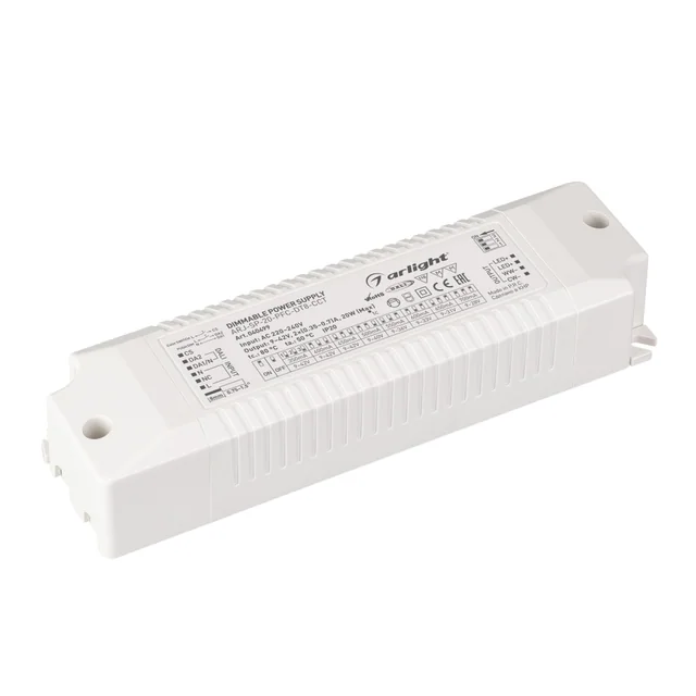Блок питания ARJ-SP-20-PFC-DT8-CCT (20W, 9-42V, 0.35-0.7A) (Arlight, IP20 Пластик, 5 лет), артикул 040499
