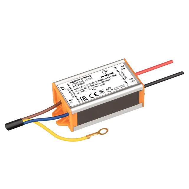 Блок питания ARPJ-SN-18300 (5W, 9-18V, 300mA) (Arlight, IP65 Металл, 3 года), артикул 040792