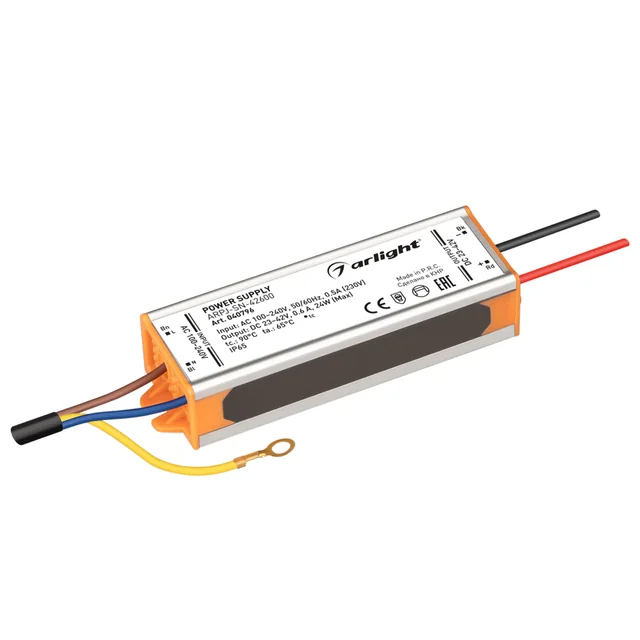 Блок питания ARPJ-SN-42600 (24W, 23-42V, 600mA) (Arlight, IP65 Металл, 3 года), артикул 040796