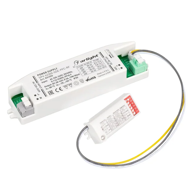 Блок питания SPV-42300-SDE-PFC (19W, 28-42V, 300mA, 5.8GHz) (Arlight, IP20 Пластик, 5 лет), артикул 041355
