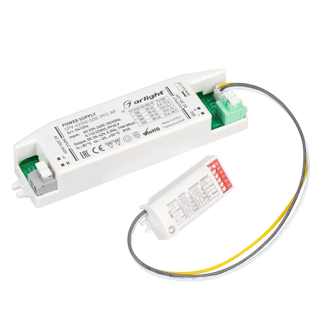 Блок питания SPV-42350-SDE-PFC (19W, 28-42V, 350mA, 5.8GHz) (Arlight, IP20 Пластик, 5 лет), артикул 041356