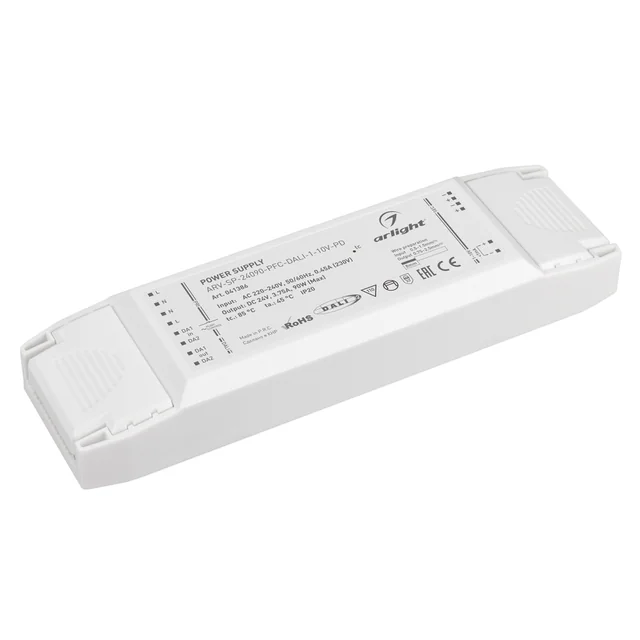 Блок питания ARV-SP-24090-PFC-DALI-1-10V-PD (24V, 3.75A, 90W) (Arlight, IP20 Пластик, 5 лет), артикул 041386
