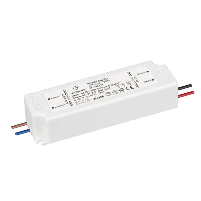 Блок питания ARPV-SP-12030 (12V, 2.5A, 30W) (Arlight, IP67 Пластик, 5 лет), артикул 041913