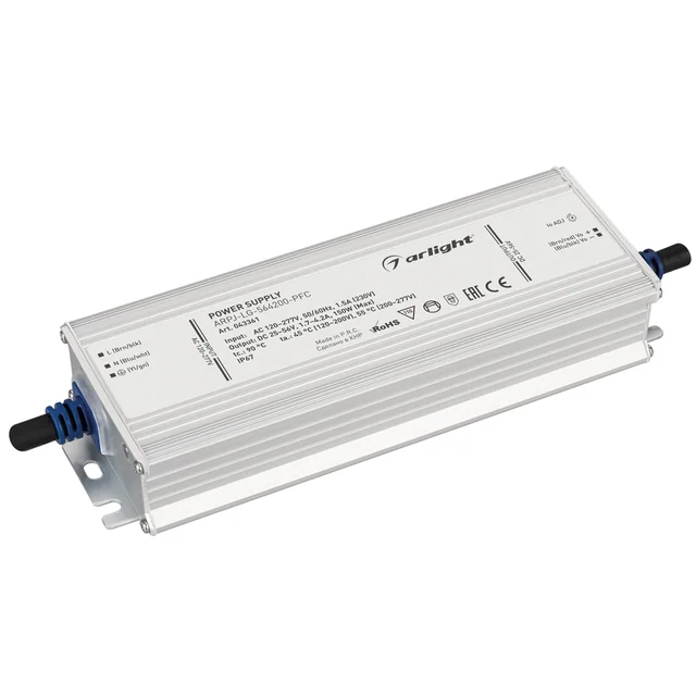 Блок питания ARPJ-LG-564200-PFC (150W, 25-56V, 1.7-4.2A) (Arlight, IP67 Металл, 5 лет), артикул 043361