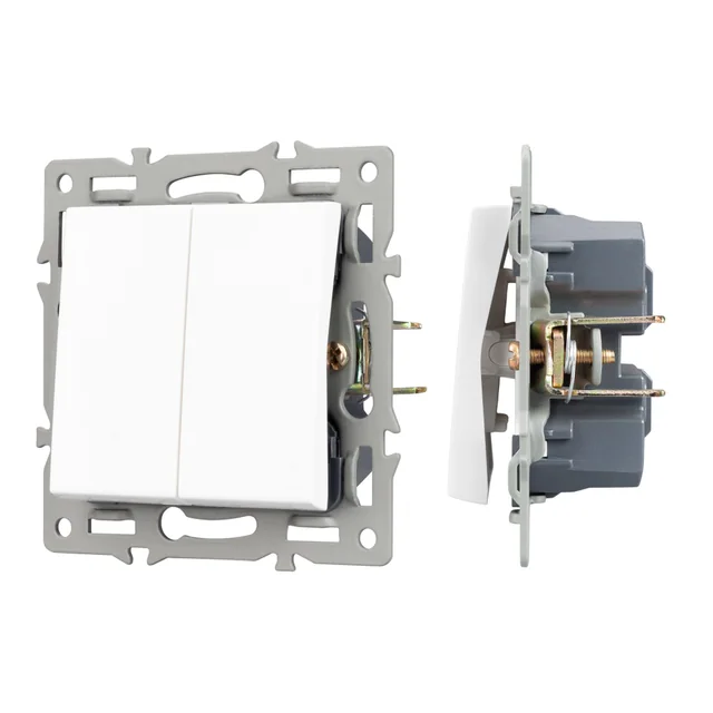 Механизм выключателя двухклавишный непроходной SWT-MK02-PL-WH (250V, 16A) (Arlight, -), артикул 043724