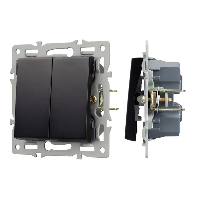 Механизм выключателя двухклавишный непроходной SWT-MK02-PL-BK (250V, 16A) (Arlight, -), артикул 043725