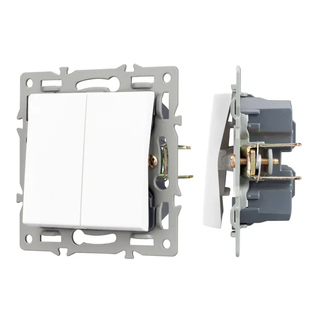 Механизм выключателя двухклавишный проходной SWT-MKP2-PL-WH (250V, 16A) (Arlight, -), артикул 043727