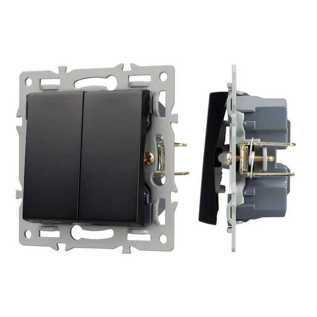 Механизм выключателя двухклавишный проходной SWT-MKP2-PL-BK (250V, 16A) (Arlight, -), артикул 043728