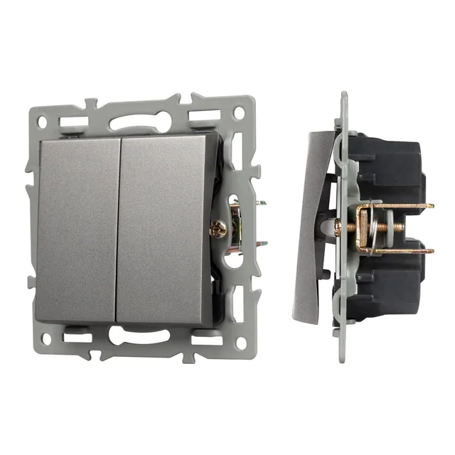 Механизм выключателя двухклавишный проходной SWT-MKP2-PL-GR (250V, 16A) (Arlight, -), артикул 043729