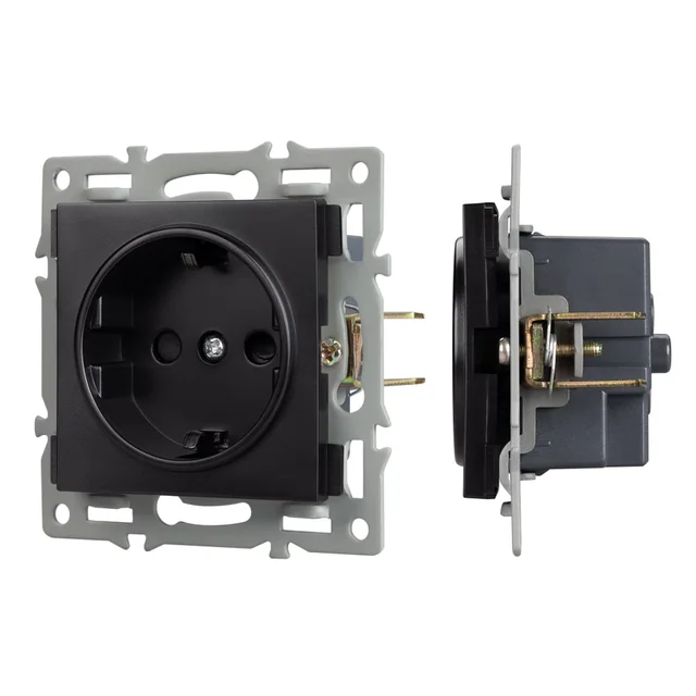 Механизм электрической розетки SCT-MEU1-PL-BK (250V, 16A) (Arlight, -), артикул 043731