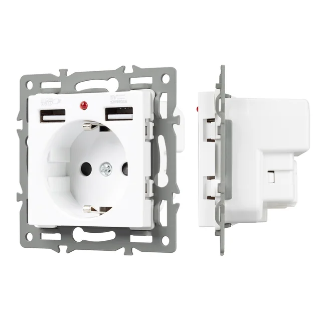Механизм розетки с USB зарядкой SCT-MUAA-PL-WH (250V, 16A) (Arlight, -), артикул 043733