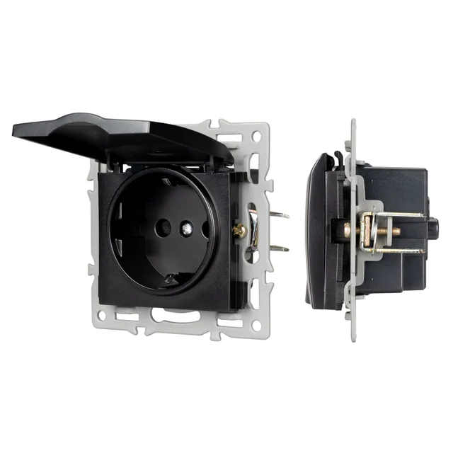 Механизм розетки влагозащищённый SCT-MCP-PL-BK (250V, 16A) (Arlight, -), артикул 043746