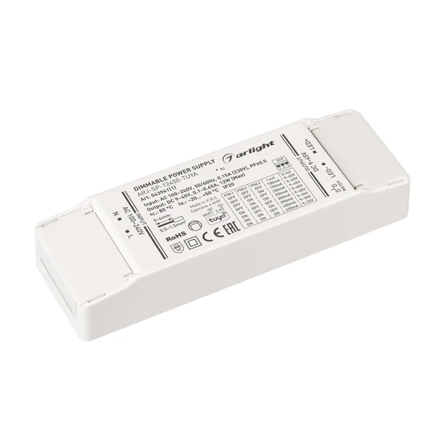Блок питания ARJ-SP-12450-TUYA (12W, 9-45V, 0.1-0.45A, WiFi, 2.4G) (Arlight, IP20 Пластик, 5 лет), артикул 043941(1)