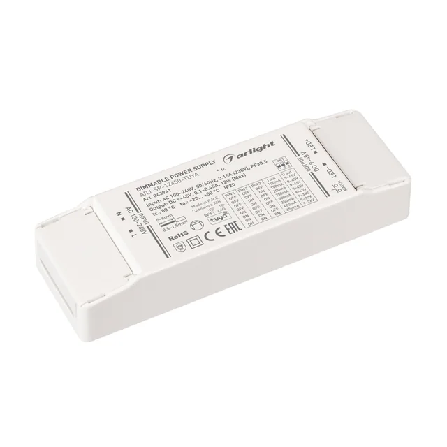 Блок питания ARJ-SP-12450-TUYA (12W, 9-45V, 0.1-0.45A, WiFi, 2.4G) (Arlight, IP20 Пластик, 5 лет), артикул 043941