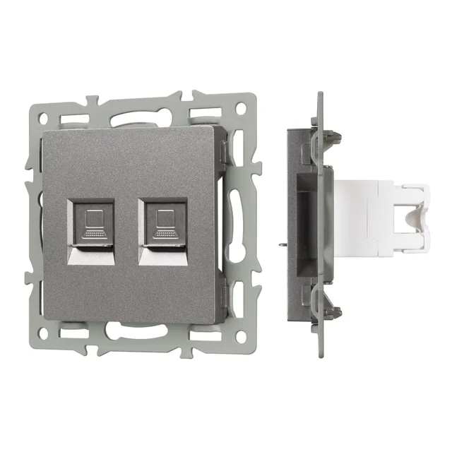 Механизм компьютерной розетки двойной SCT-MPC2-PL-GR (RJ-45, CAT6) (Arlight, -), артикул 045338