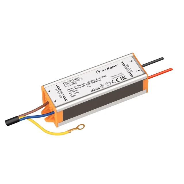 Блок питания ARPJ-SN-40500 (20W, 21-40V, 500mA) (Arlight, IP65 Металл, 3 года), артикул 045402