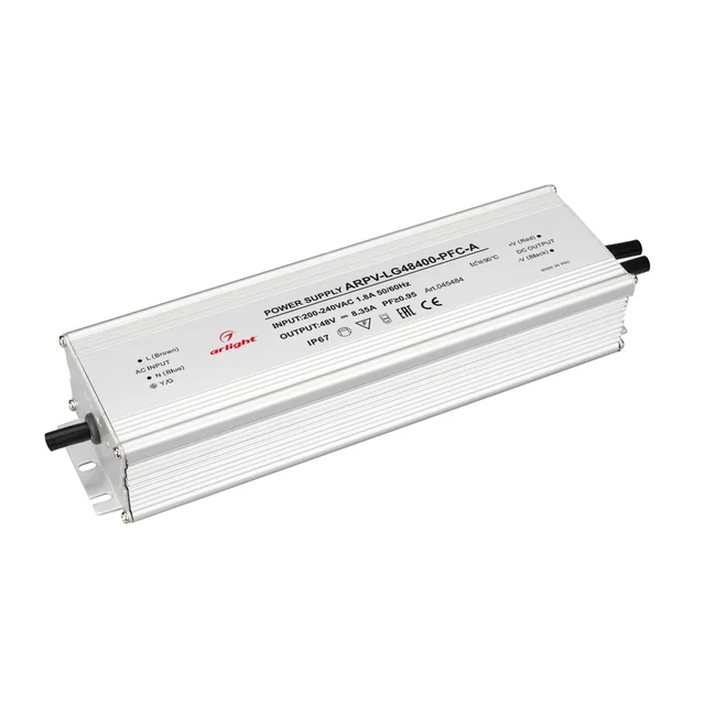 Блок питания ARPV-LG48400-PFC-A (48V, 8.3A, 400W) (Arlight, IP67 Металл, 5 лет), артикул 045484