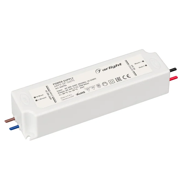Блок питания ARPV-SP-24075 (24V, 3.1A, 75W) (Arlight, IP67 Пластик, 5 лет), артикул 045754
