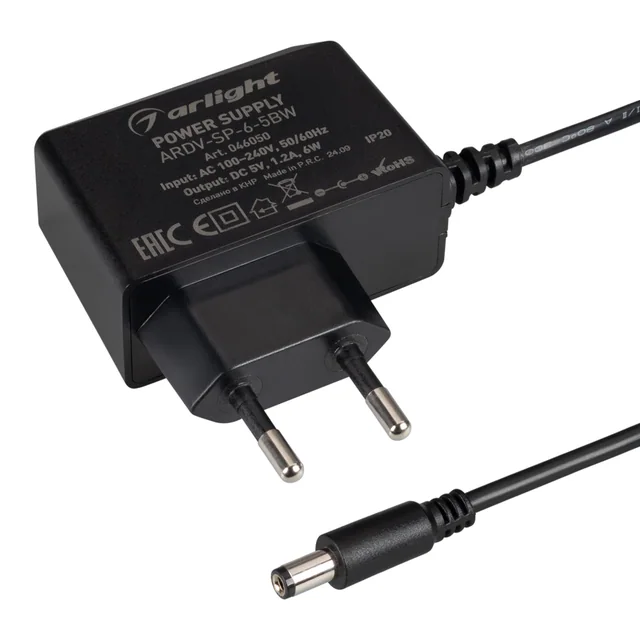 Блок питания ARDV-SP-6-5BW (5V, 1.2A, 6W) (Arlight, Адаптер, 5 лет), артикул 046050
