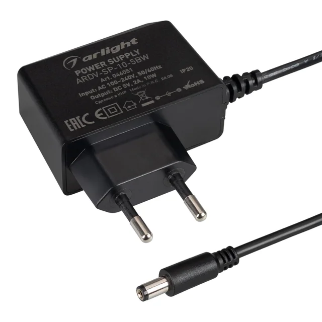 Блок питания ARDV-SP-10-5BW (5V, 2A, 10W) (Arlight, Адаптер, 5 лет), артикул 046051