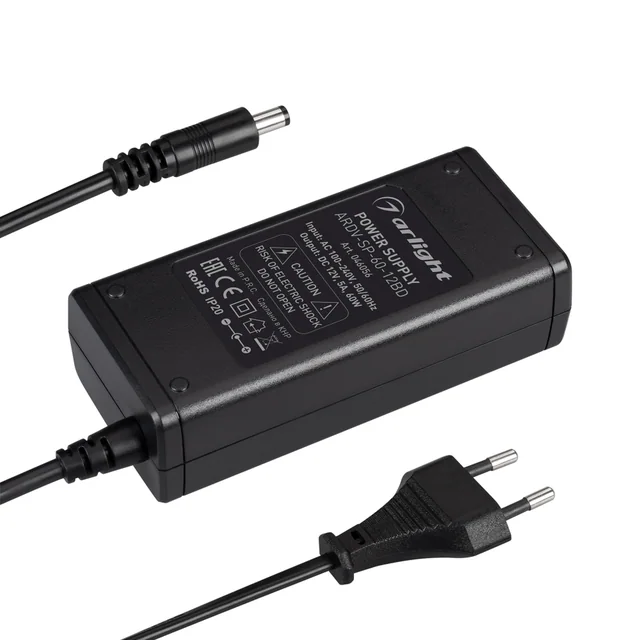 Блок питания ARDV-SP-60-12BD (12V, 5A, 60W) (Arlight, Адаптер, 5 лет), артикул 046056