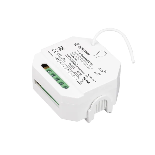 INTELLIGENT ARLIGHT Релейный модуль SMART-701-72-WTI-WTO-PS-IN (230V, 1x15A, TUYA Wi-Fi, 2.4G) (IARL, IP20 Пластик, 5 лет), артикул 046074
